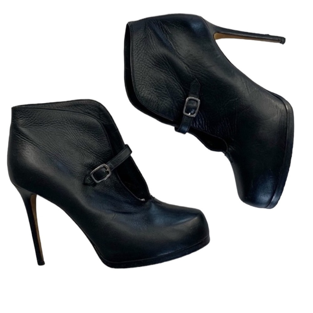 Theory Black Leather Ankle Boots